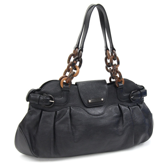 Salvatore Ferragamo Ferragamo Tote Bag Gancini 21 6371 Black Leather Ladies W... - Picture 1 of 9